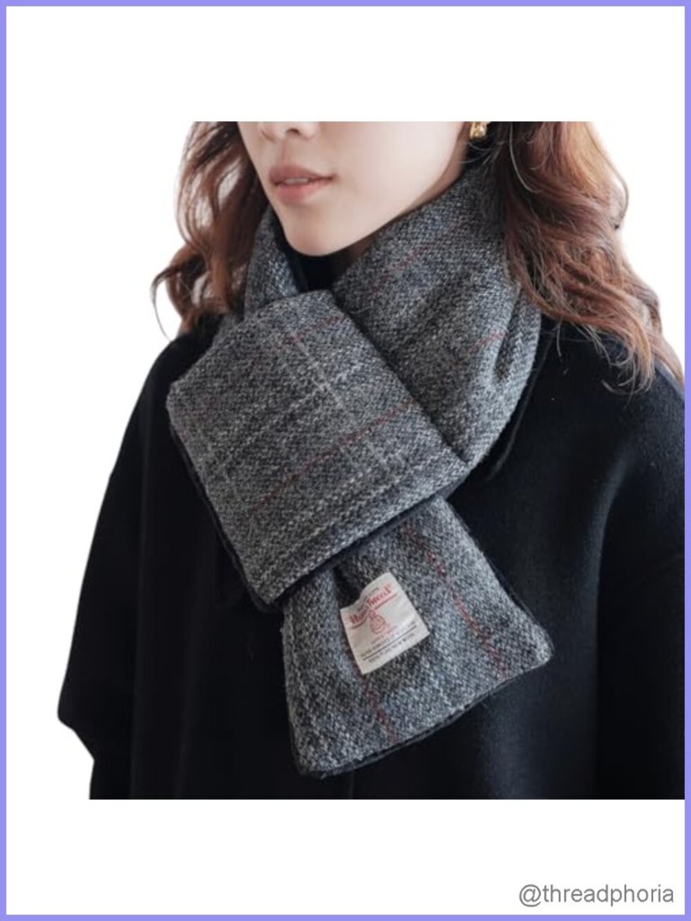 Harris Tweed Wool Neck Warmer Handmade Soft Scarf Plush Lining Winter Gift